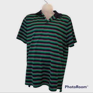 RLX Ralph Lauren Mens Green and Red Stripe Polo Size Large